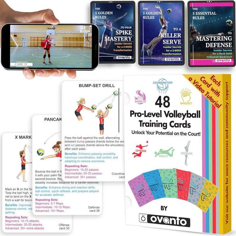 OVANTO Volleyball Training Equipment Aid – Solo Volleyball Equipment in 4 Styles to Serve, Spike, Set and Pass Like a Pro - Adjustable Volleyball Practice Equipment Gift for Beginners & Experts - Image 1